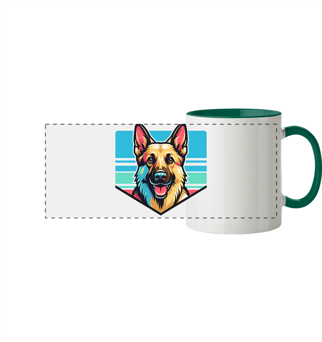 Schäferhund Pop Art - personalisierbar - Panorama Tasse zweifarbig