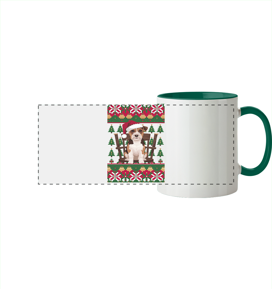Ugly Christmas Weihnachten Terrier - Panorama Tasse zweifarbig