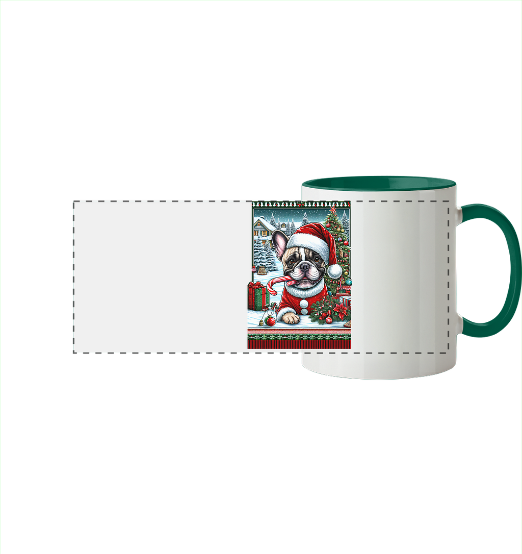 Ugly Christmas Mops Weihnachten - Panorama Tasse zweifarbig