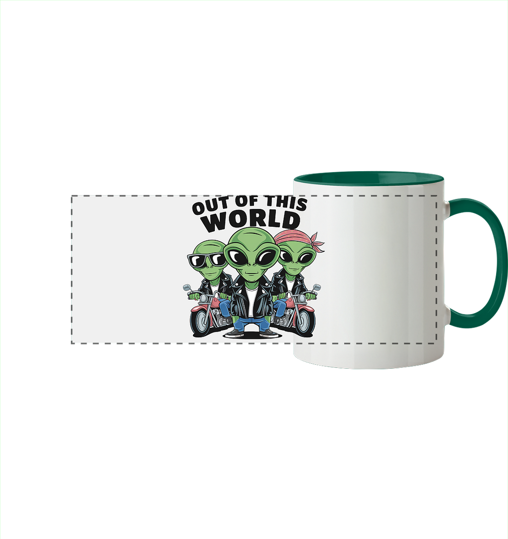 Out of this World Alien Biker - Panorama Tasse zweifarbig