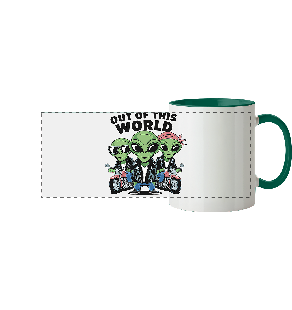 Out of this World Alien Biker - Panorama Tasse zweifarbig