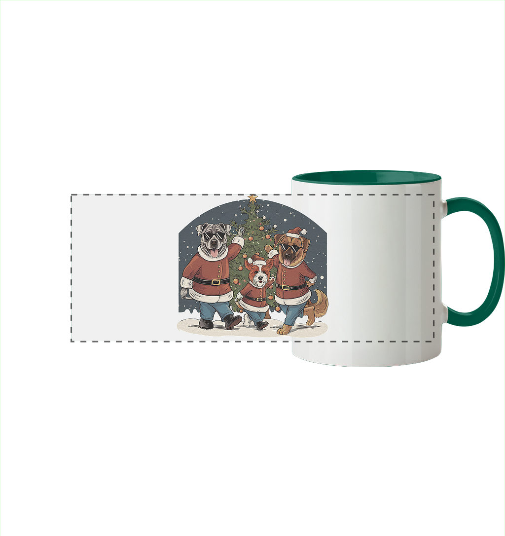 Ugly Christmas Weihnachts Hunde  - Panorama Tasse zweifarbig