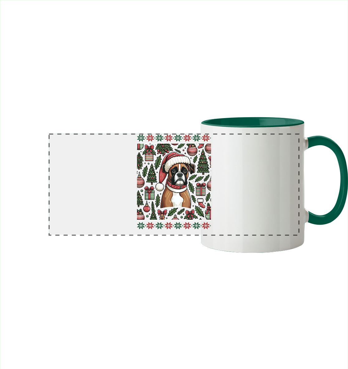 Ugly Christmas Weihnachten Boxer - Panorama Tasse zweifarbig