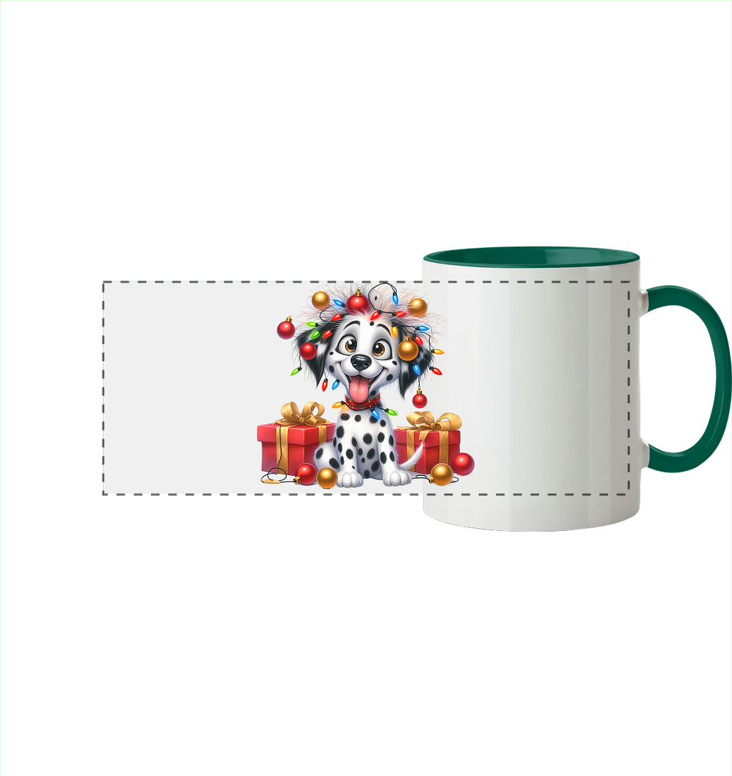 Ugly Christmas Weihnachten Dalmatiner - Panorama Tasse zweifarbig