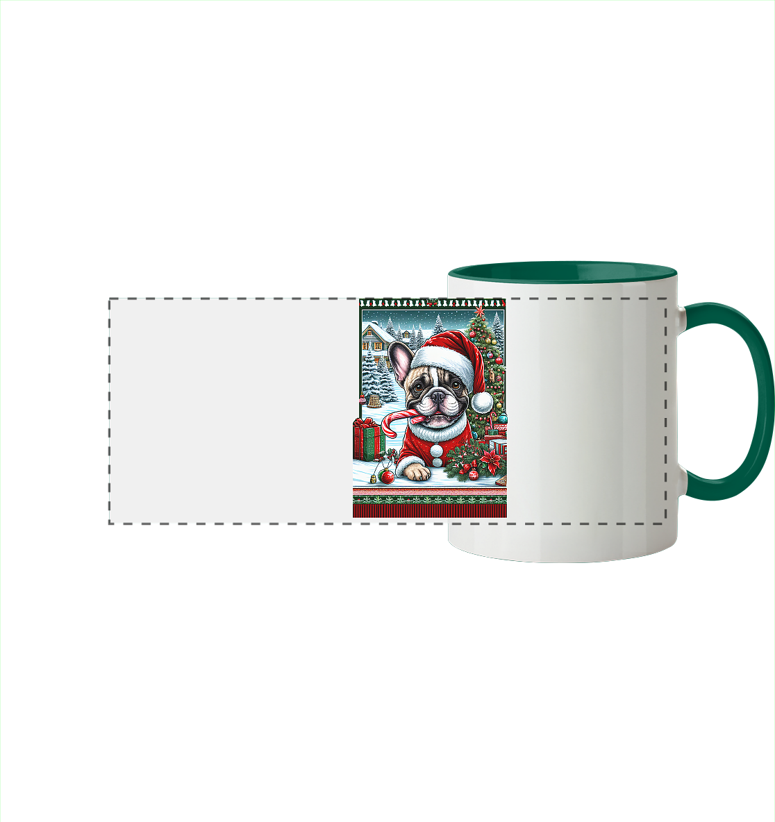 Ugly Christmas Weihnachten Mops - Panorama Tasse zweifarbig