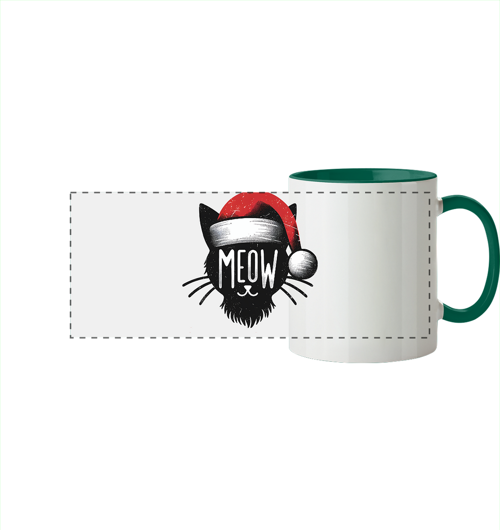 Weihnacht Kagtze Meow - Panorama Tasse zweifarbig