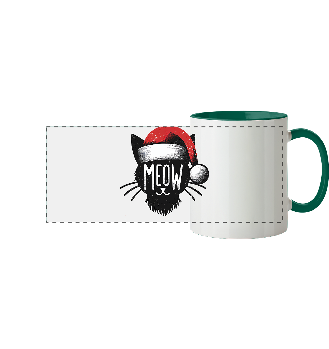 Weihnacht Kagtze Meow - Panorama Tasse zweifarbig