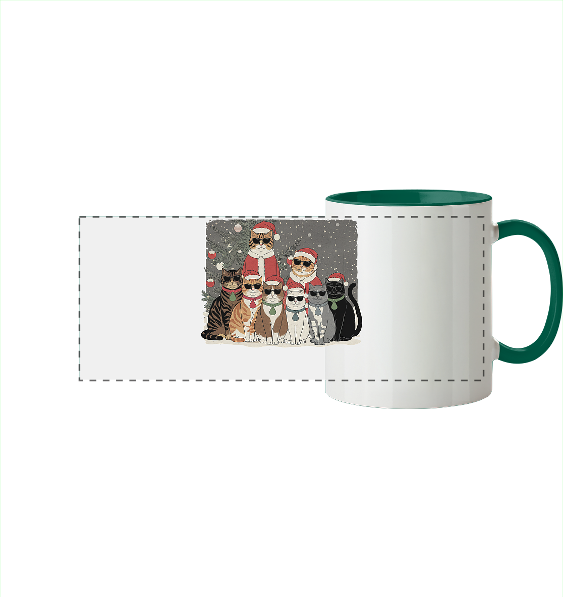 Ugly Christmas Weihnachten Coole Katzen - Panorama Tasse zweifarbig