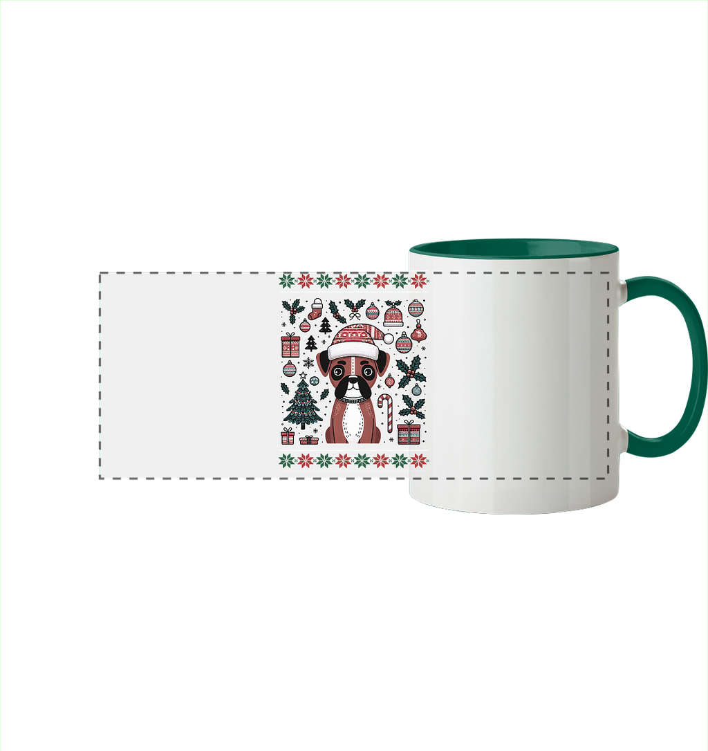 Ugly Christmas Weihnachten Boxer - Panorama Tasse zweifarbig