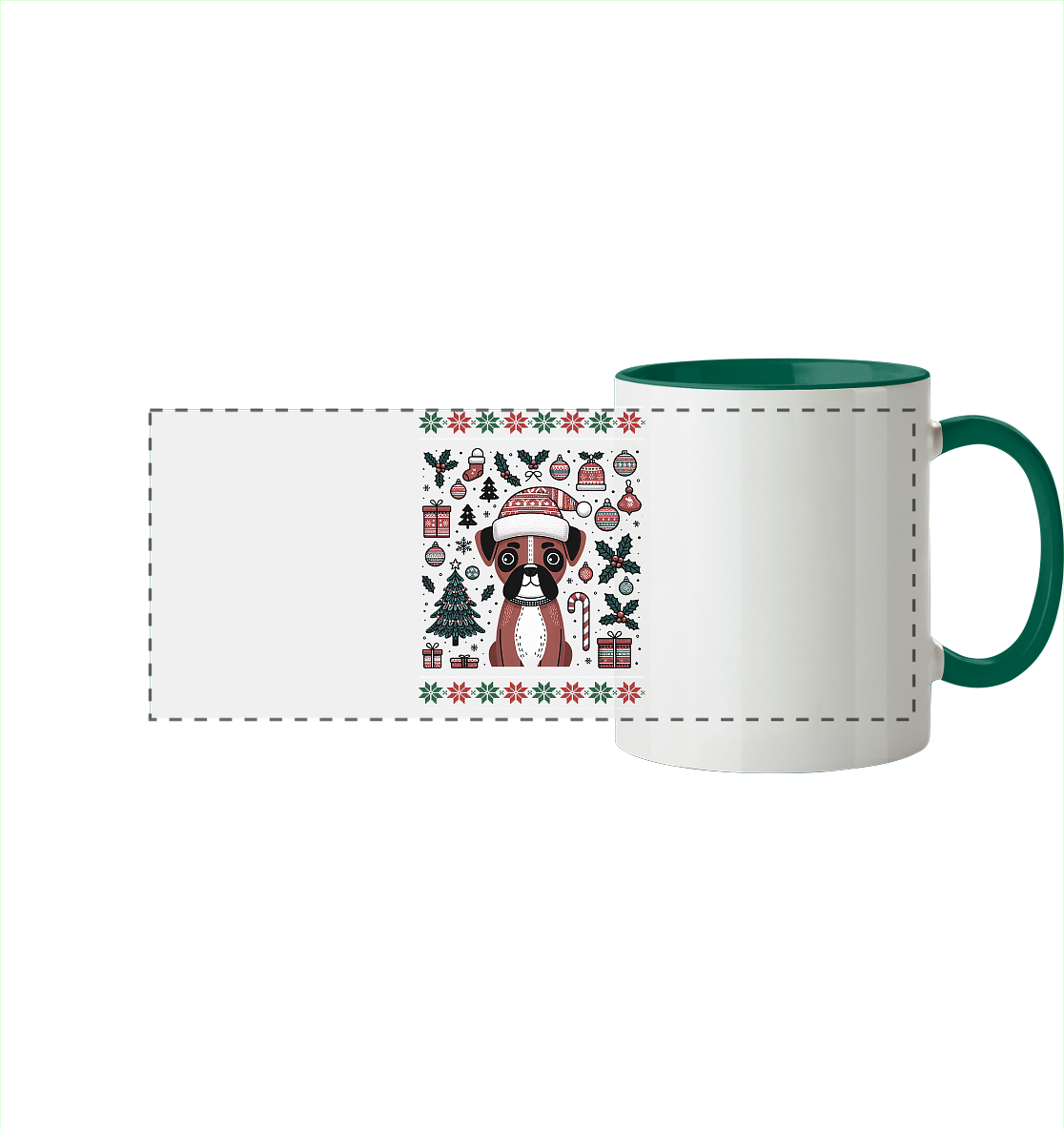 Ugly Christmas Weihnachten Boxer - Panorama Tasse zweifarbig