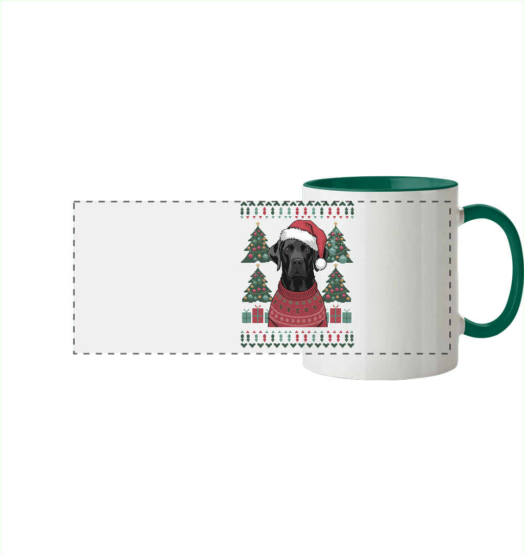 Ugly Christmas Weihnachten Labrador - Panorama Tasse zweifarbig