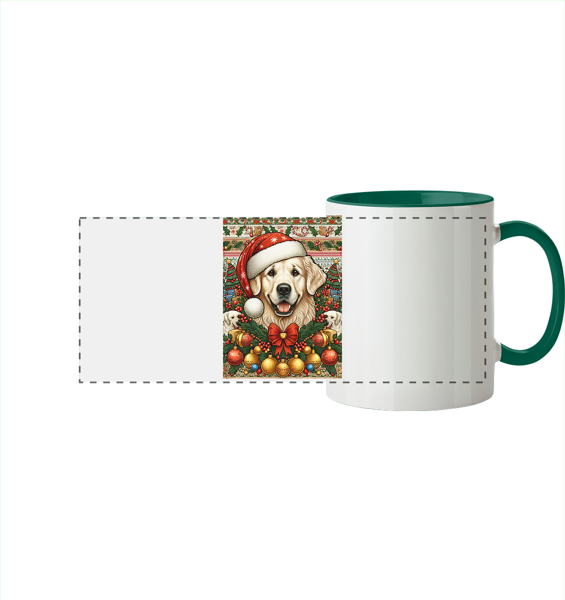 Ugly Christmas Weihnachten Golden Retriever - Panorama Tasse zweifarbig