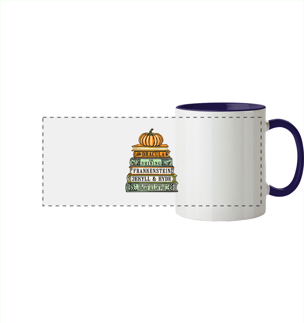 Halloween Autoren - Panorama Tasse zweifarbig