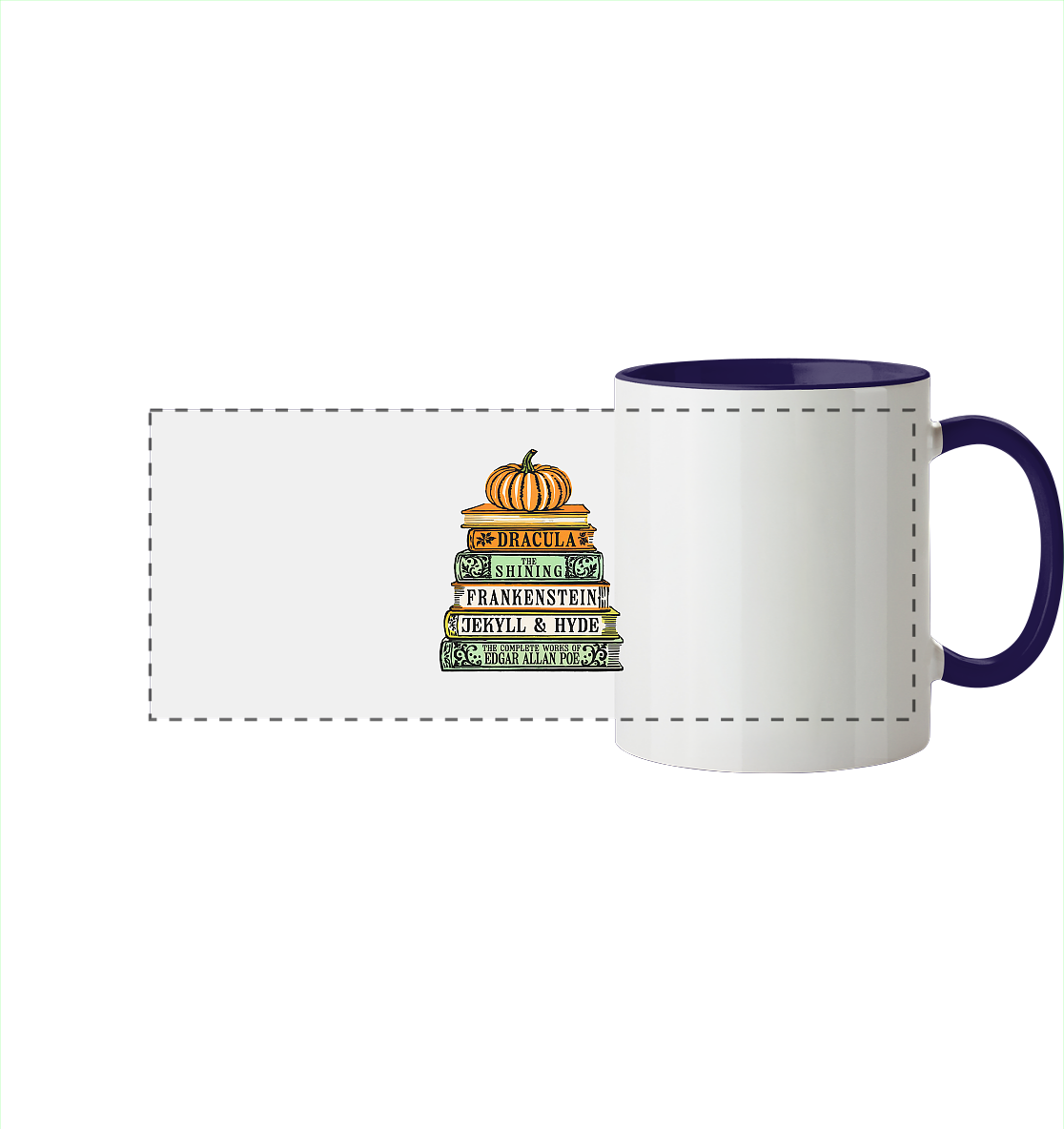 Halloween Autoren - Panorama Tasse zweifarbig