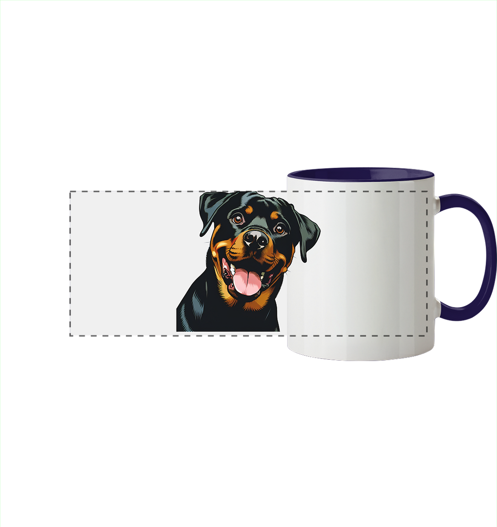 Rottweiler  Comic - personalisierbar - Panorama Tasse zweifarbig