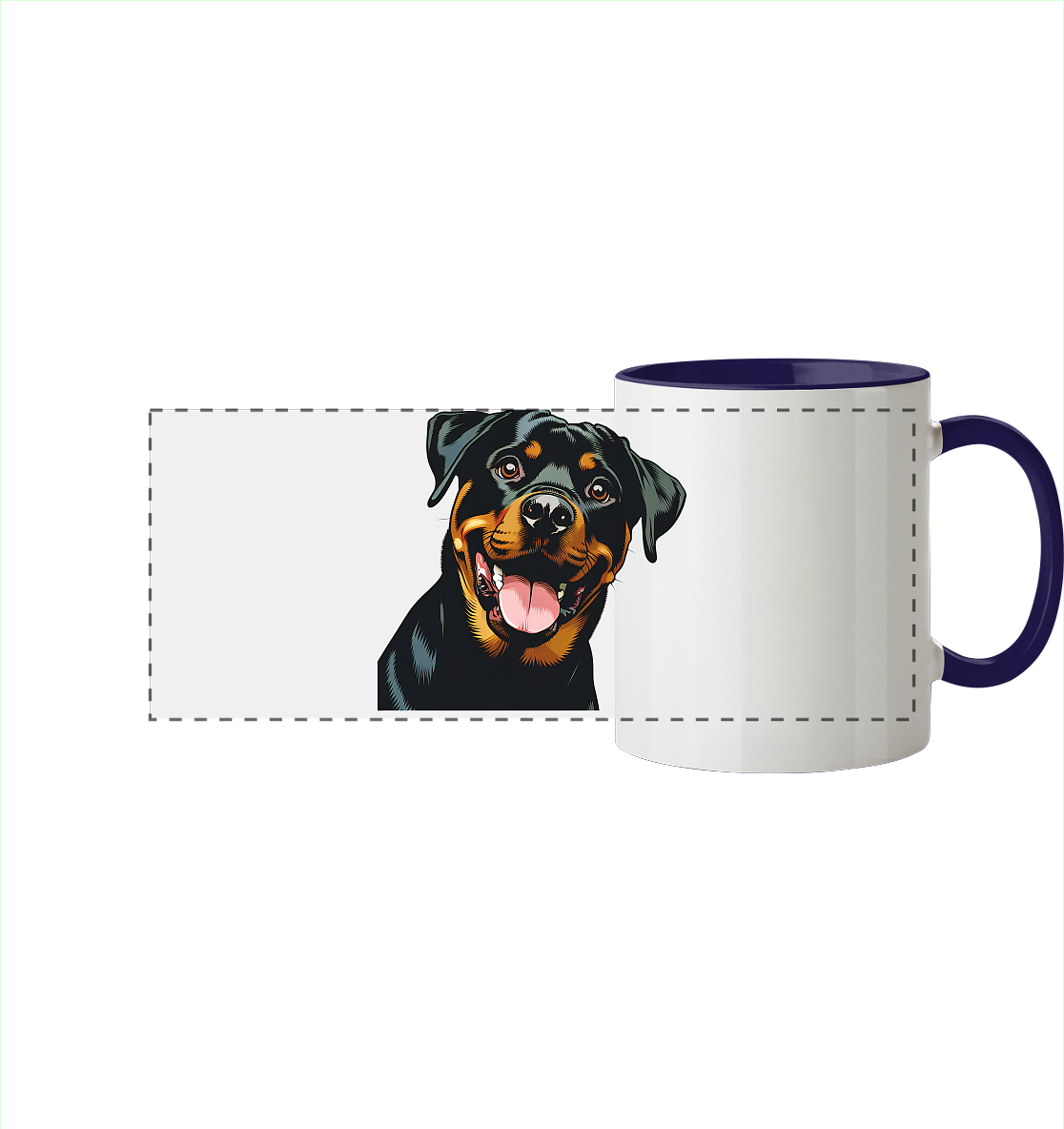 Rottweiler  Comic - personalisierbar - Panorama Tasse zweifarbig