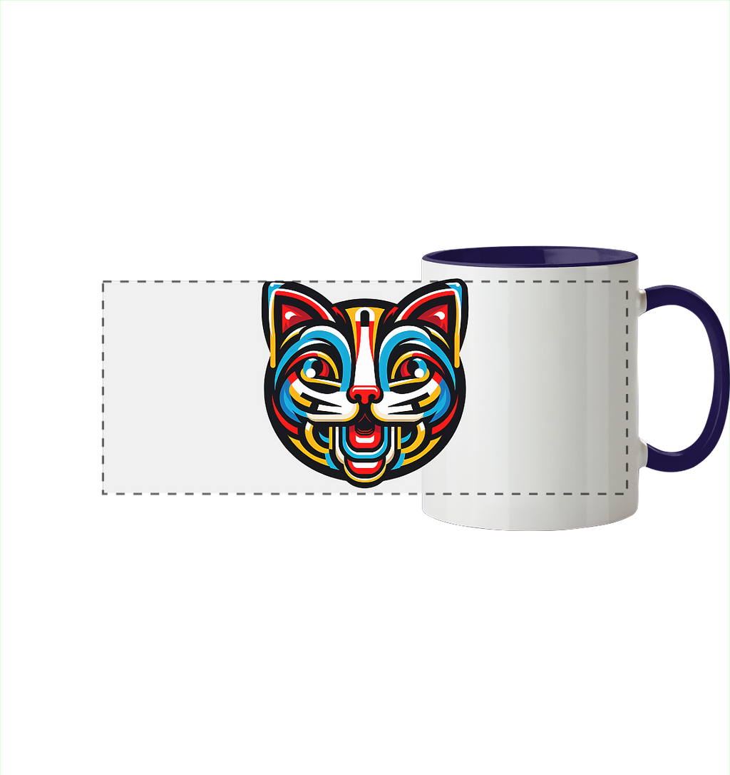 Pop Art Katze  - Panorama Tasse zweifarbig