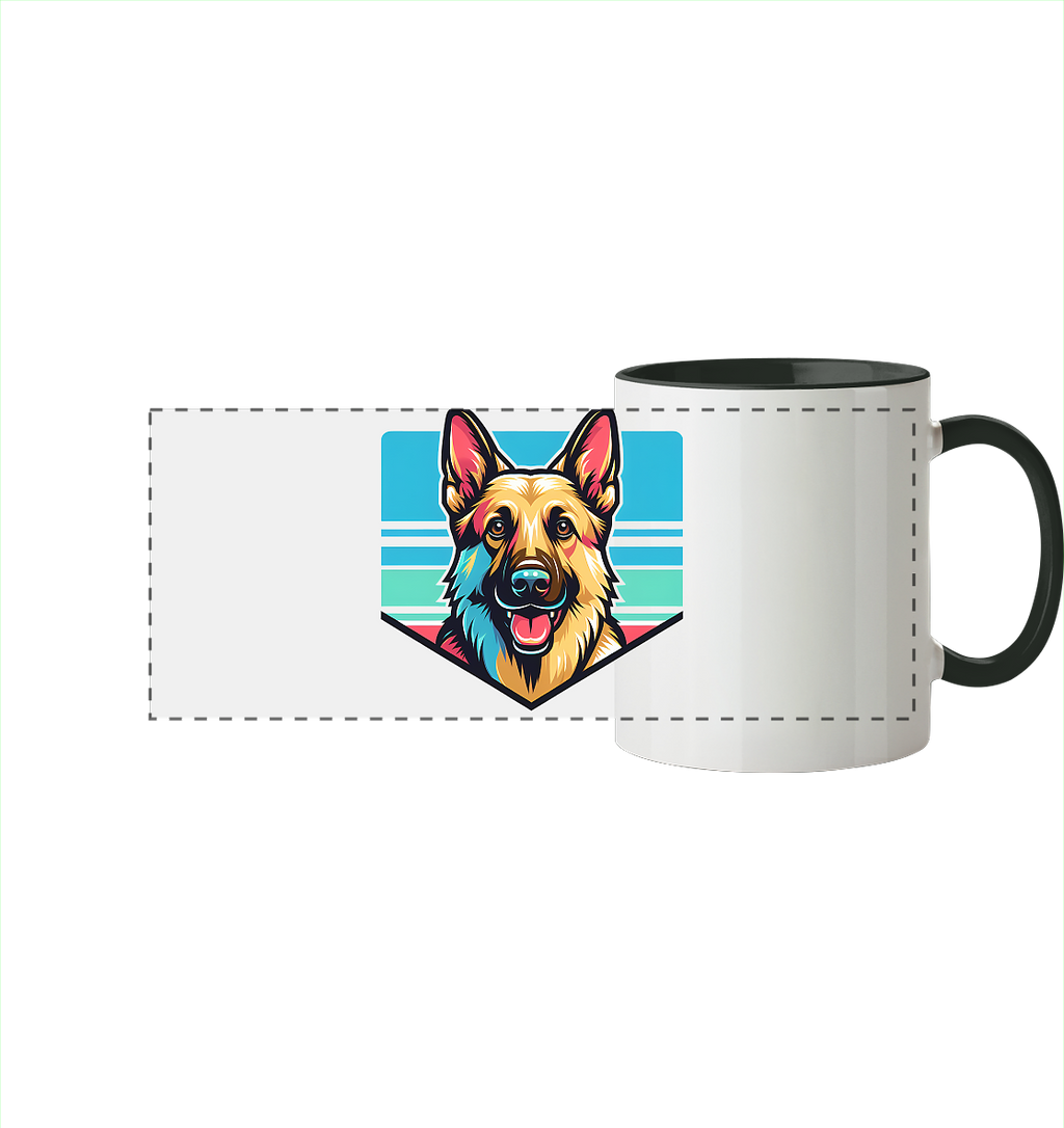 Schäferhund Pop Art - personalisierbar - Panorama Tasse zweifarbig