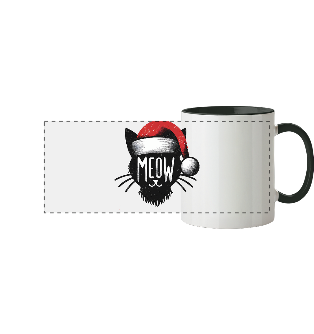 Weihnacht Kagtze Meow - Panorama Tasse zweifarbig