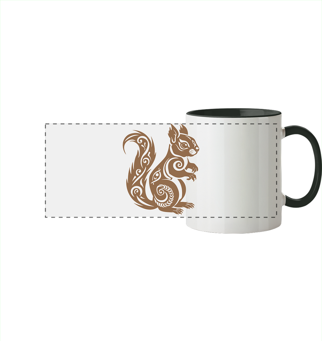 Keltischer Kunst Eichhörnchen - Panorama Tasse zweifarbig