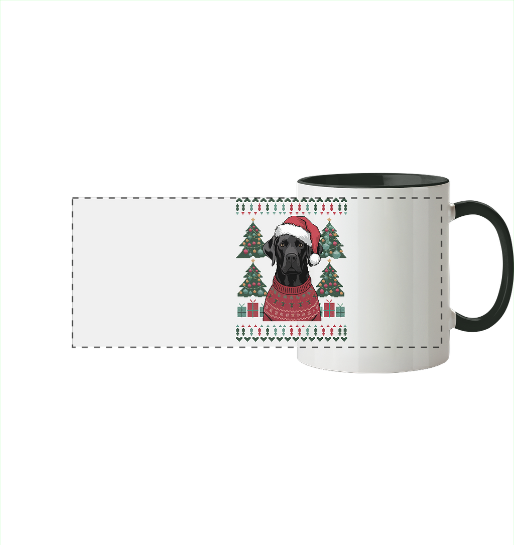 Ugly Christmas Weihnachten Labrador - Panorama Tasse zweifarbig