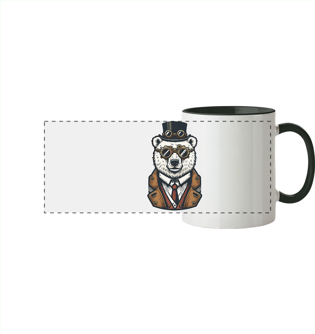 Eisbär Steampunk Polar Bear  - Panorama Tasse zweifarbig