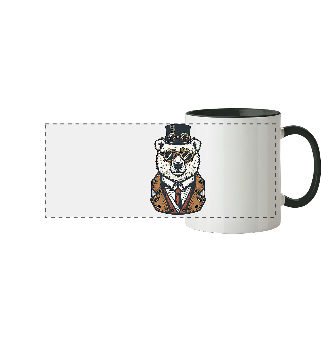 Eisbär Steampunk Polar Bear  - Panorama Tasse zweifarbig