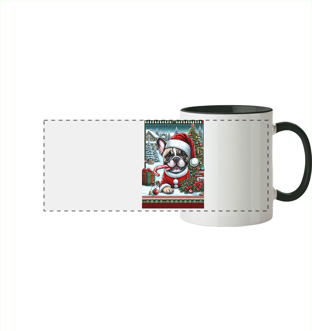 Ugly Christmas Weihnachten Mops - Panorama Tasse zweifarbig