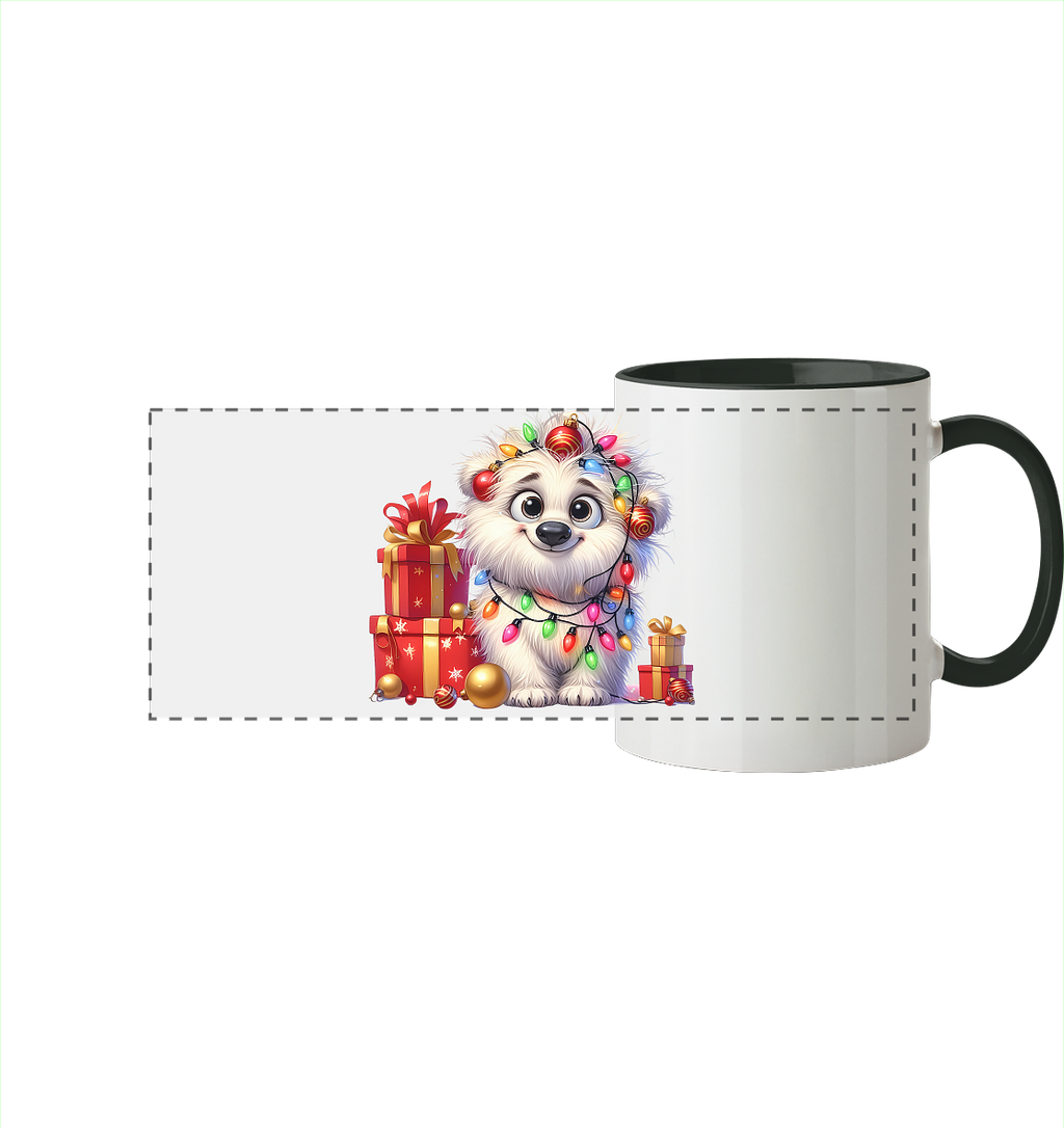 Ugly Christmas Weihnachten Malteser Hund - Panorama Tasse zweifarbig