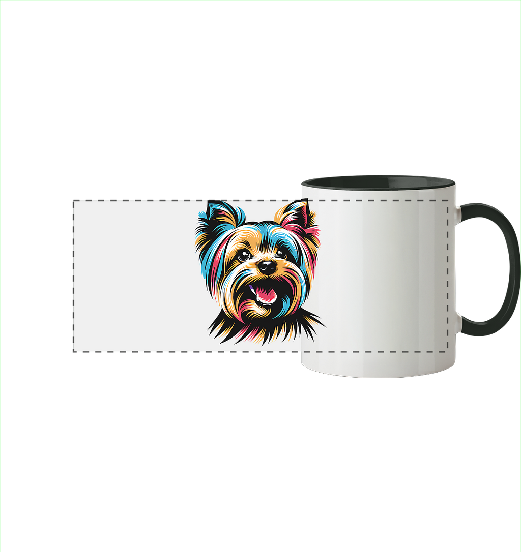 Yorkshire Terrier Pop Art - personalisierbar - Panorama Tasse zweifarbig