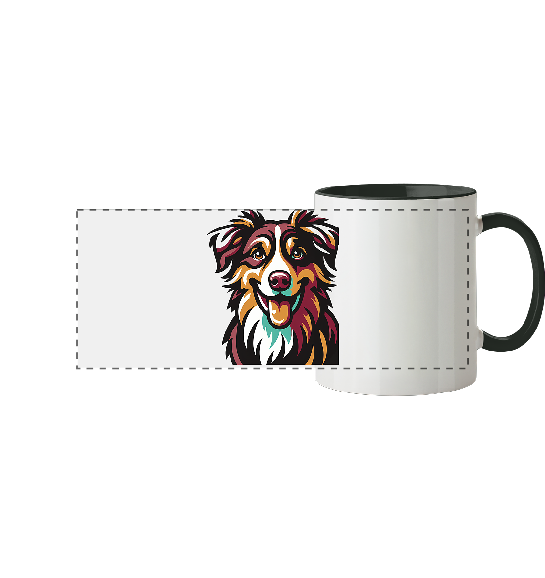 Australian Shepherd Hund - personalisierbar - Panorama Tasse zweifarbig