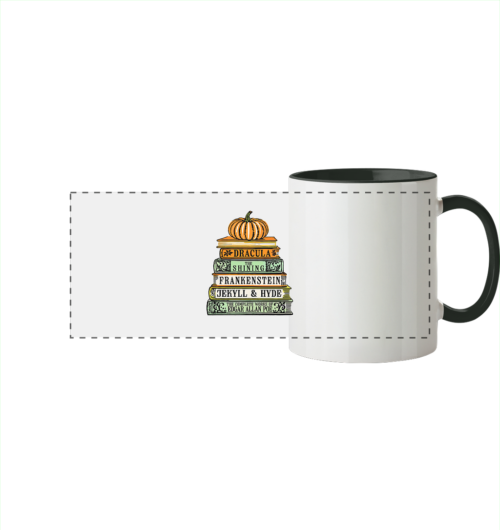 Halloween Autoren - Panorama Tasse zweifarbig