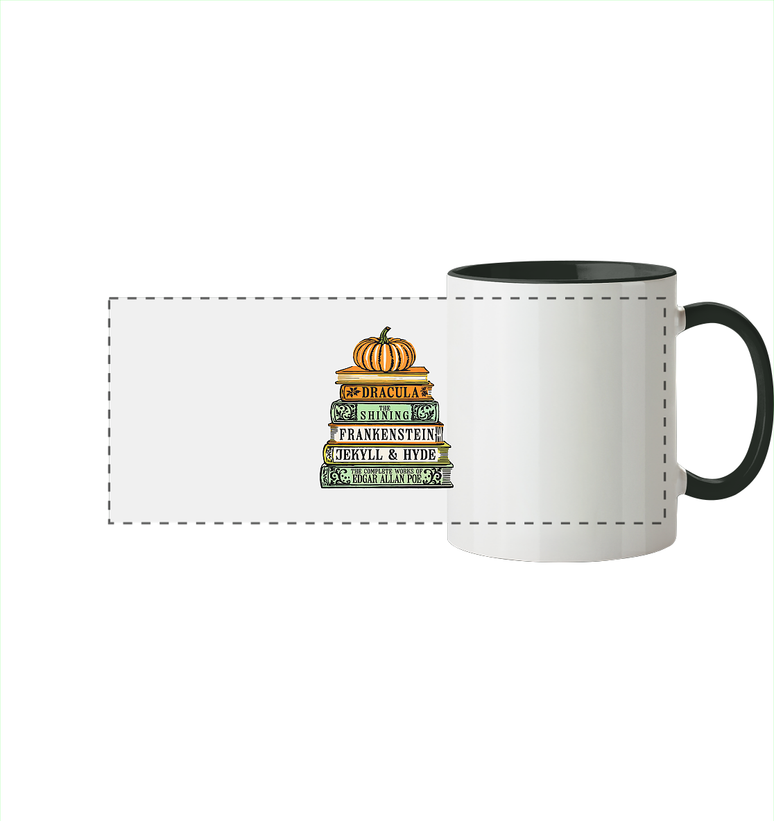 Halloween Autoren - Panorama Tasse zweifarbig