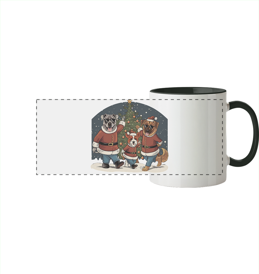 Ugly Christmas Weihnachts Hunde  - Panorama Tasse zweifarbig