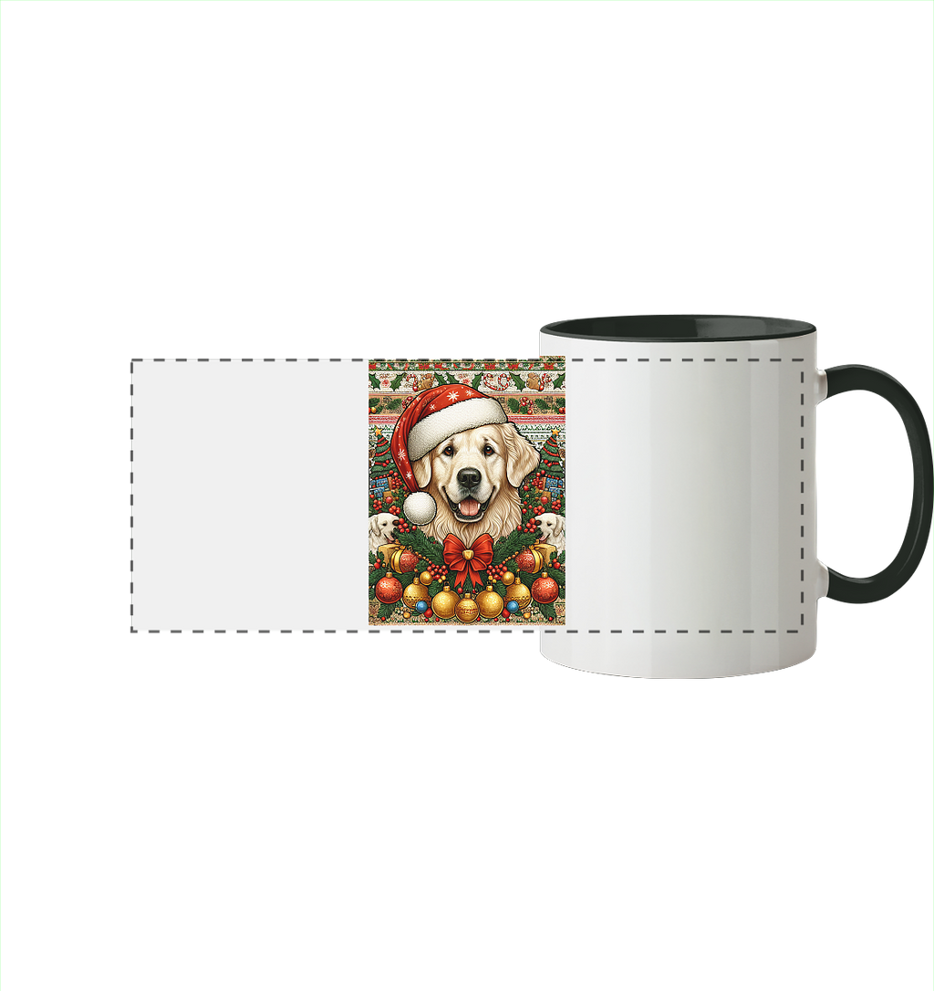 Ugly Christmas Weihnachten Golden Retriever - Panorama Tasse zweifarbig