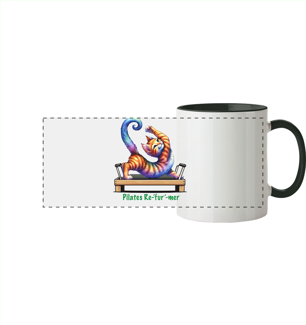 Pilates Reformer Re-fur-mer Katze lustig - Panorama Tasse zweifarbig