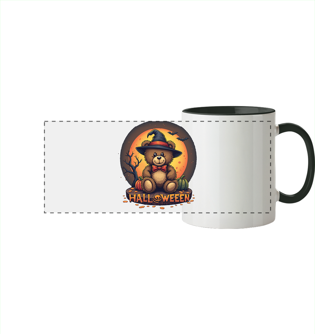 Halloween Teddy - Panorama Tasse zweifarbig