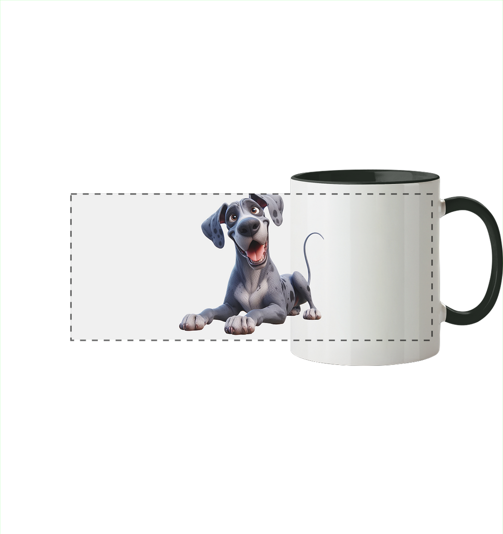 Dänische Dogge - personalisierbar - Panorama Tasse zweifarbig