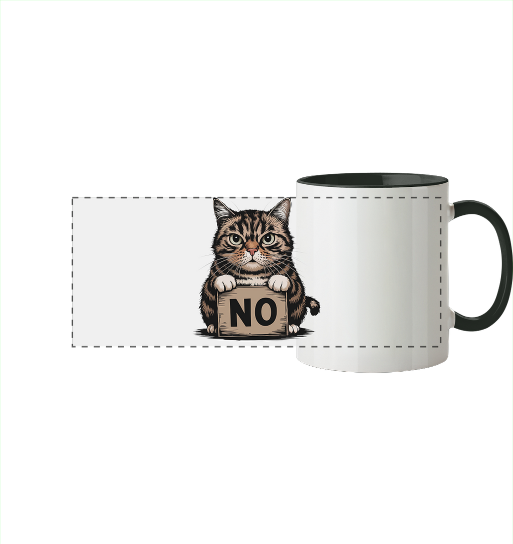 No - Funny Katze  - Panorama Tasse zweifarbig