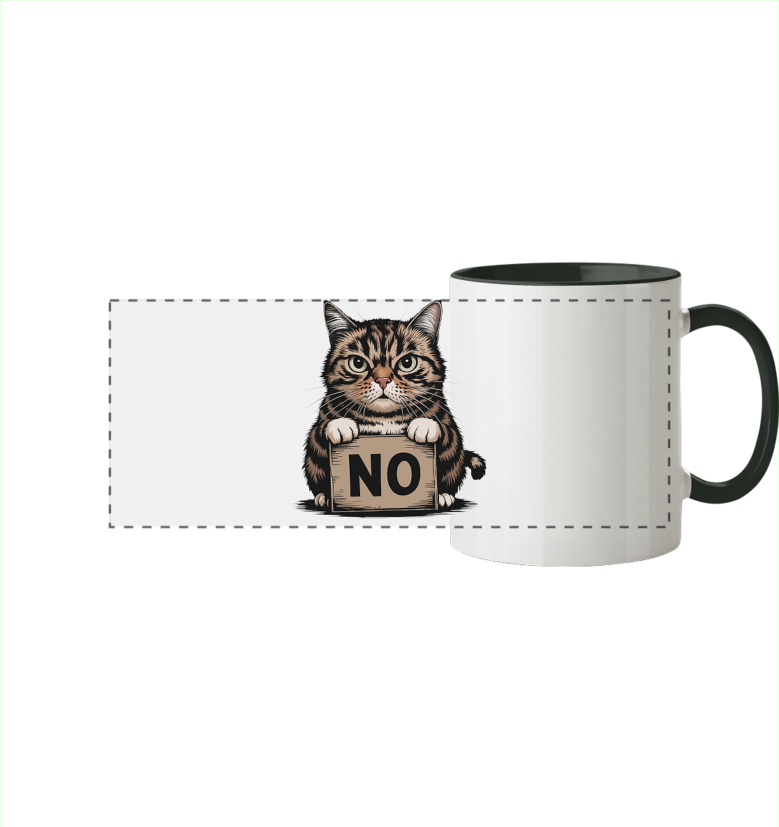 No - Funny Katze  - Panorama Tasse zweifarbig