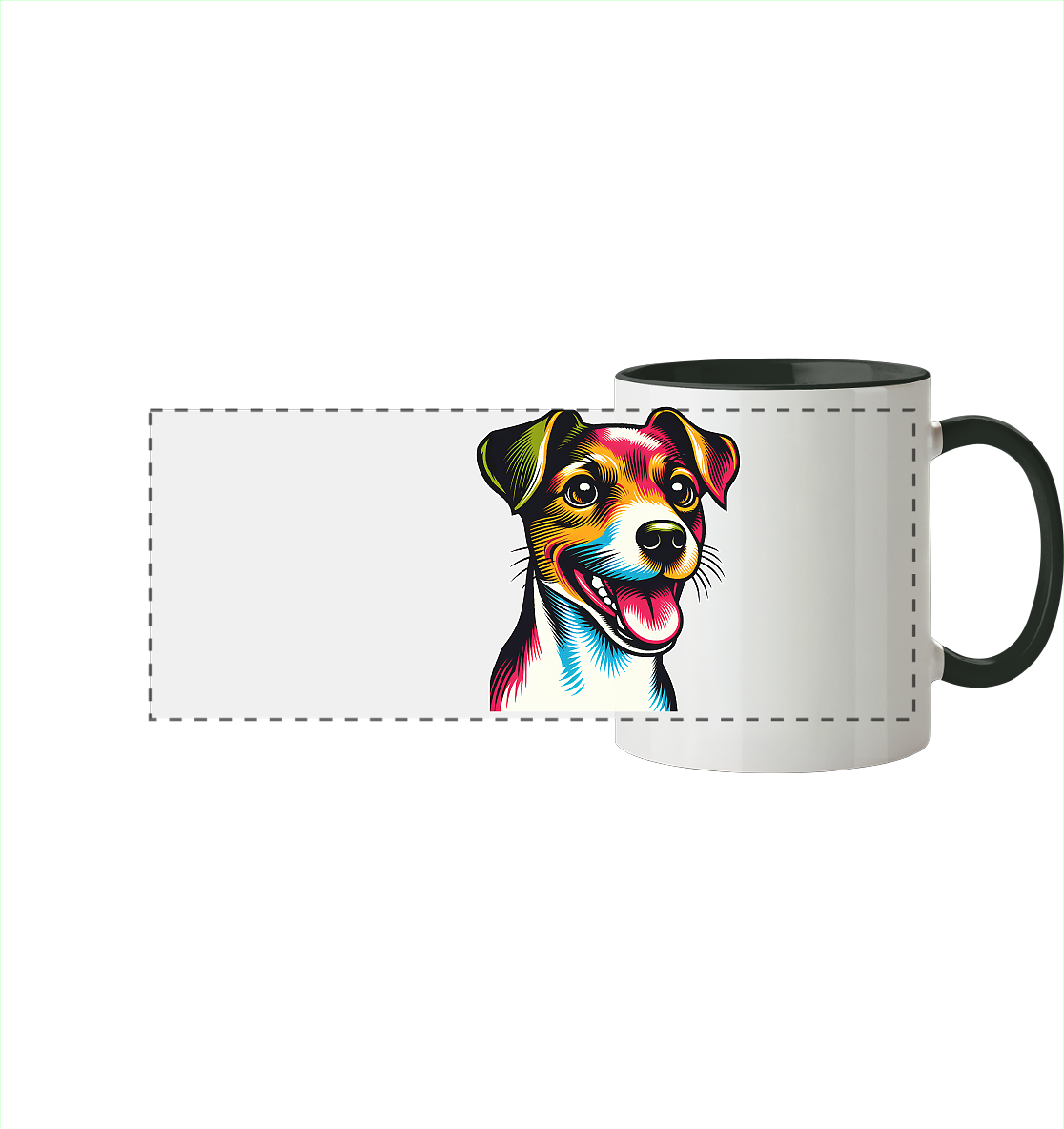 Jack Russell Terrier Pop Art - Panorama Tasse zweifarbig