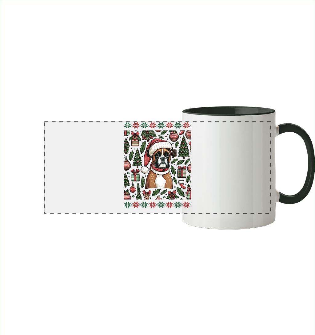 Ugly Christmas Weihnachten Boxer - Panorama Tasse zweifarbig