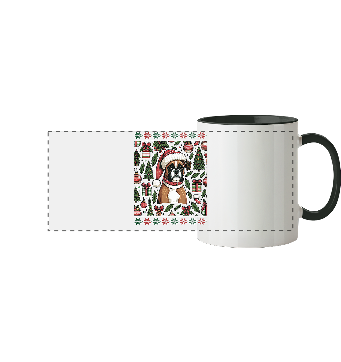 Ugly Christmas Weihnachten Boxer - Panorama Tasse zweifarbig