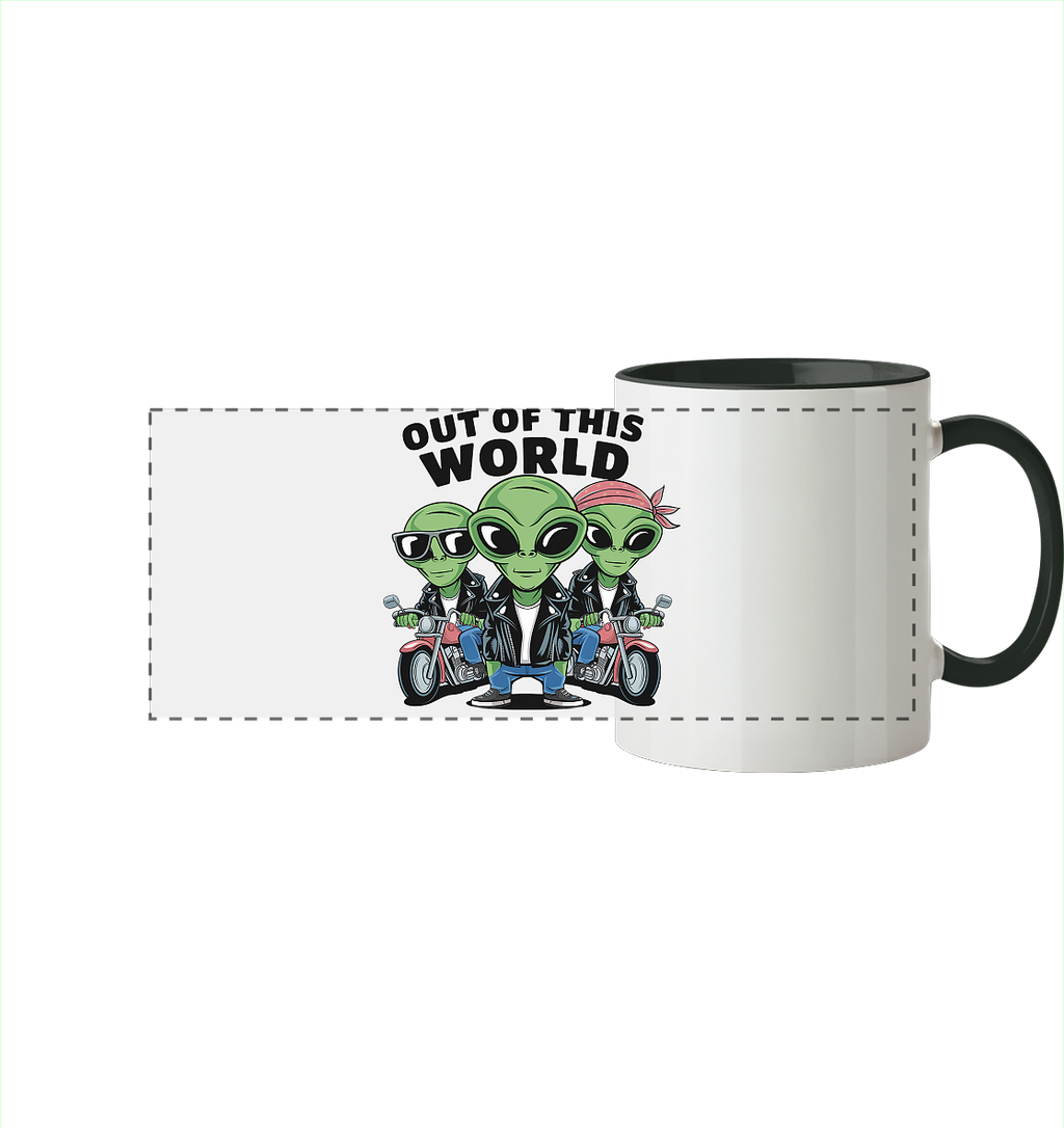 Out of this World Alien Biker - Panorama Tasse zweifarbig