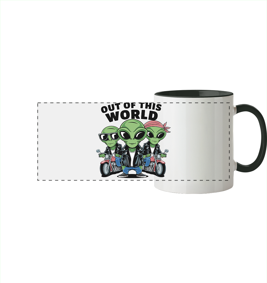 Out of this World Alien Biker - Panorama Tasse zweifarbig