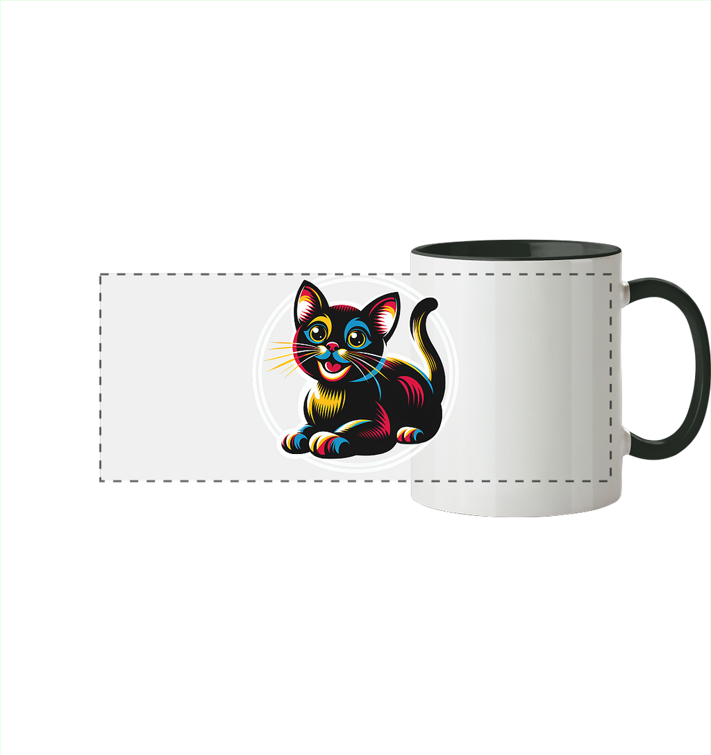 Kätzchen Pop Art - personalisierbar - Panorama Tasse zweifarbig