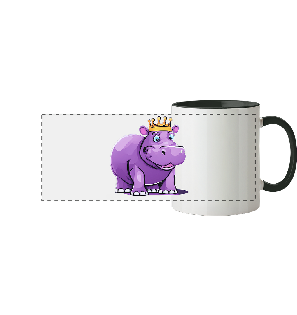 Hippo Queen Cute - personalisierbar - Panorama Tasse zweifarbig