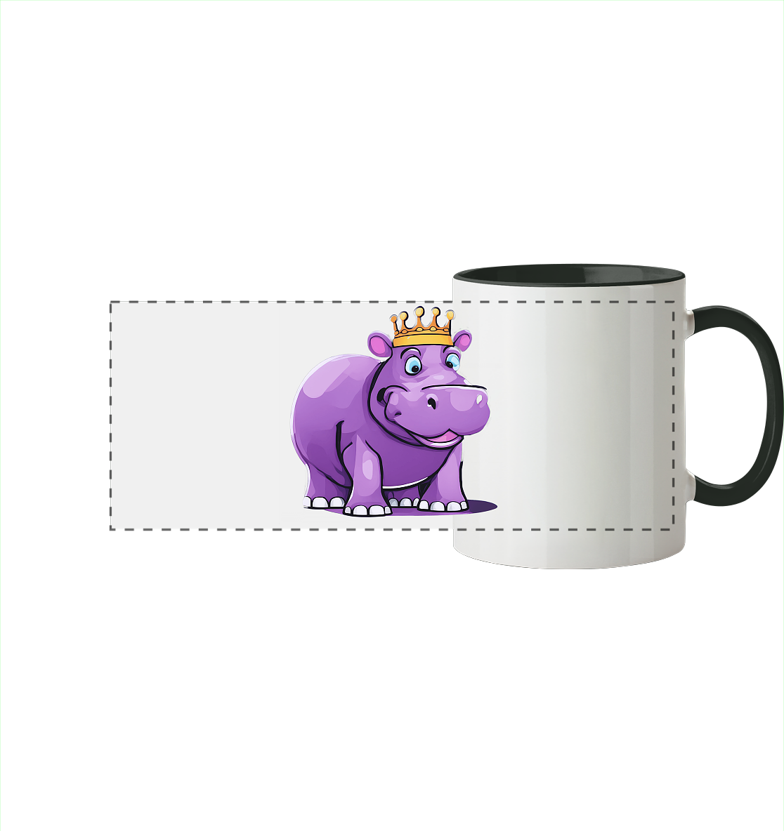 Hippo Queen Cute - personalisierbar - Panorama Tasse zweifarbig