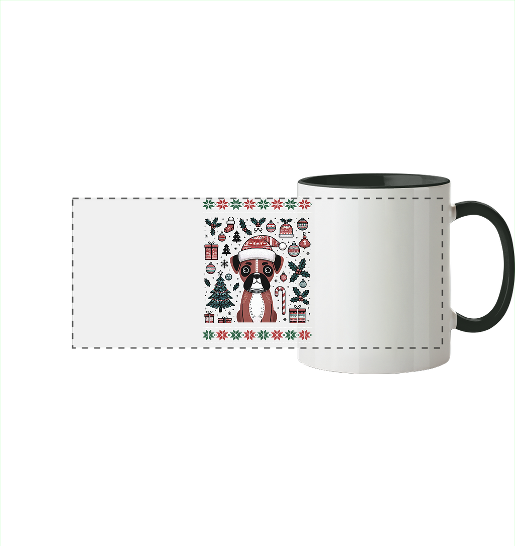 Ugly Christmas Weihnachten Boxer - Panorama Tasse zweifarbig