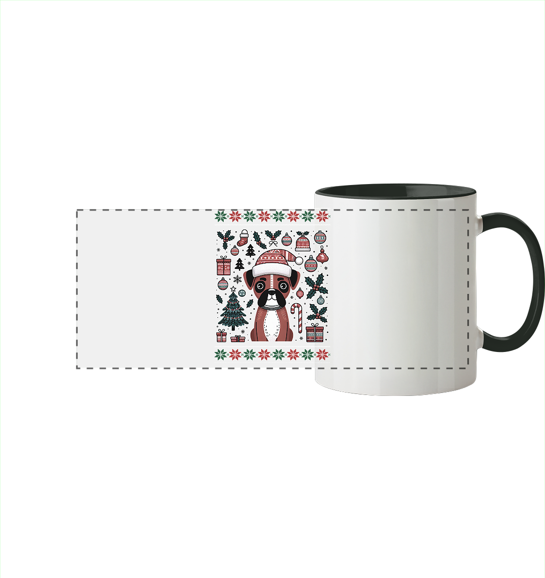 Ugly Christmas Weihnachten Boxer - Panorama Tasse zweifarbig